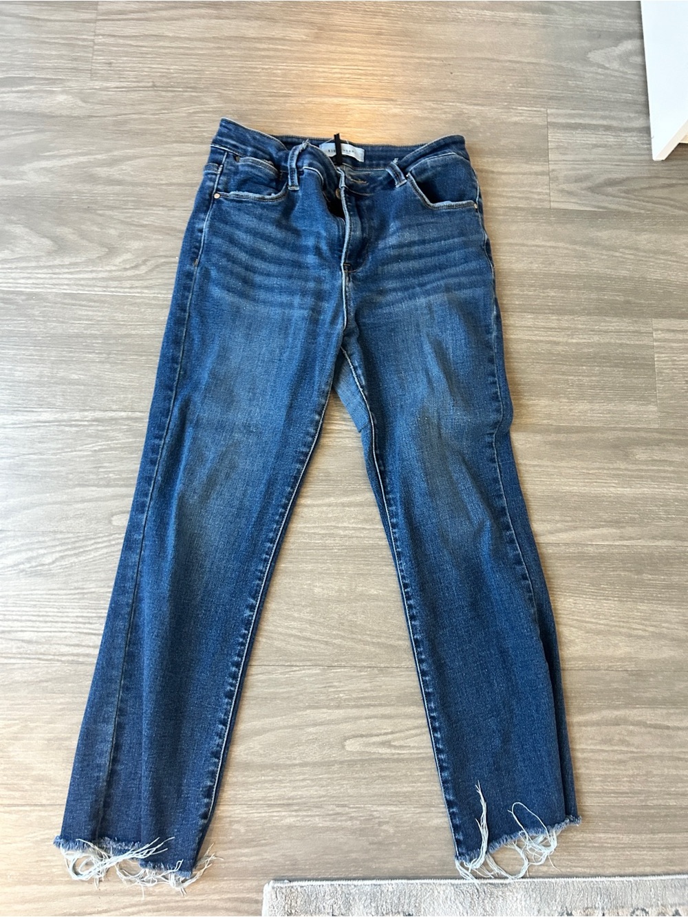 Risen Women's Dark Blue Cropped Raw-Hem Jeans
